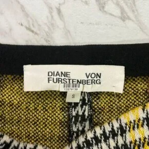 Diane Von Furstenberg Yellow Plaid Wool Lena Skirt Size Small - Picture 5 of 6